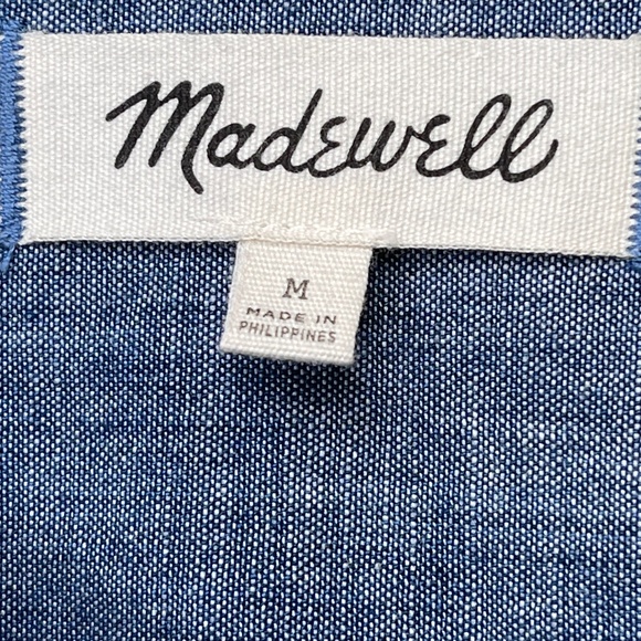 Madewell | Chambray Long Sleeve Ruffled Yoke Bib Cottage Core Prairie Blouse - Picture 11 of 15